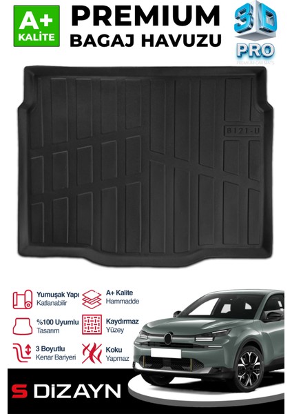 Citroen C4 Hybrid 3D Pro Bagaj Havuzu Alt Bagaj 2025 Üzeri A+ Kalite
