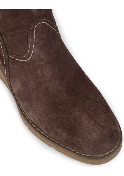 Kadın Hakiki Süet Kahverengi Dolgu Topuk Çizme - 61206ZKHVC01 fırsatları