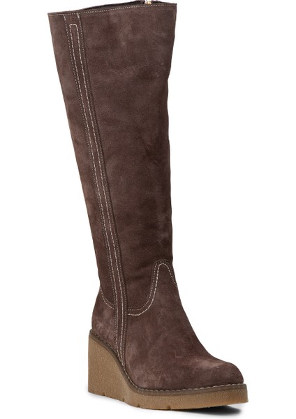 Kadın Hakiki Süet Kahverengi Dolgu Topuk Çizme - 61206ZKHVC01 indirimleri