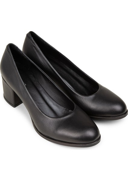 Kadın Hakiki Deri Siyah Günlük Topuklu Ayakkabı - A3285ZSYHC01 modelleri