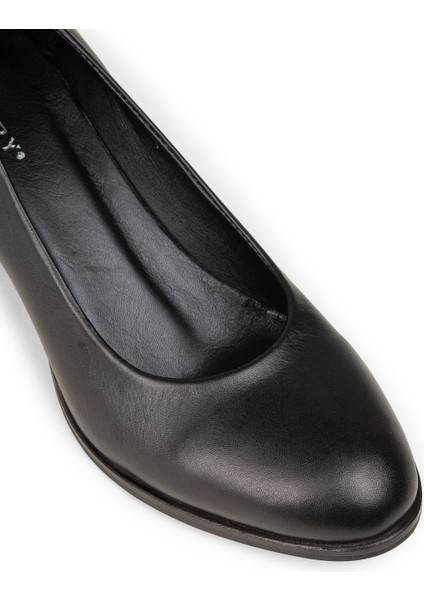 Kadın Hakiki Deri Siyah Günlük Topuklu Ayakkabı - A3285ZSYHC01 fırsatları