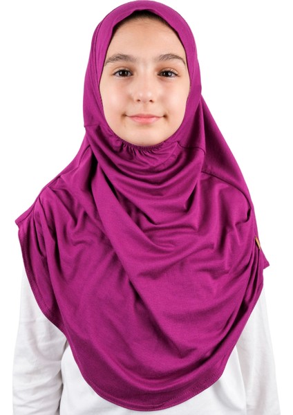 Pratik Hazır Geçmeli Çocuk Şal Fuşya