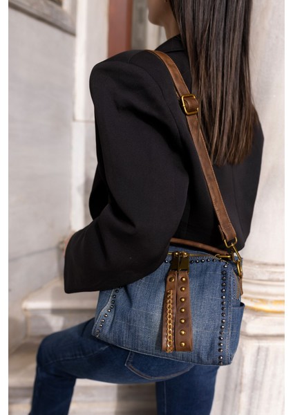 Linda Kadin Kot Denim Taş Detay Ister Çapraz Aski Ister Omuz Askili Ithal Kot Çanta modelleri