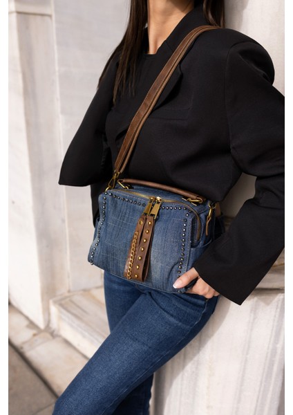Linda Kadin Kot Denim Taş Detay Ister Çapraz Aski Ister Omuz Askili Ithal Kot Çanta fırsatları