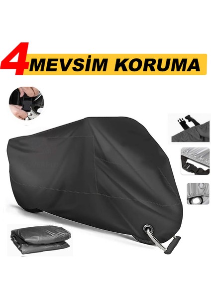 Lifan Lion 100 Kilit Uyumlu Motosiklet Brandası (Siyah Renk)Motor Örtüsü Çadır Su Geçirmez Motosiklet Brandası