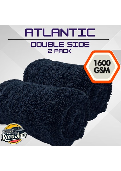 Atlantic 1600 Gsm Mikrofiber Araç Kurulama - Silme Bezi Lacivert 2 Adet 45X45