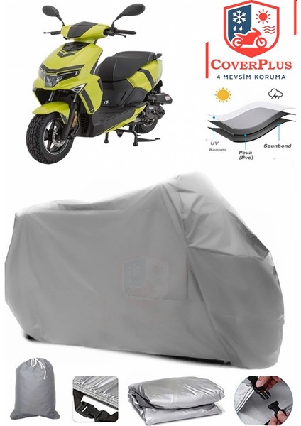 Mondial Air Time Gri Motorsiket Brandası Motor Örtüsü Çadır Su Geçirmez Motosiklet Kılıfı Motor Brandası