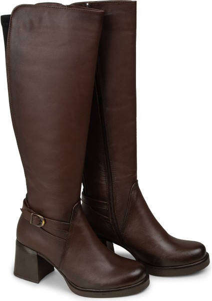 Kadın Kahverengi Hakiki Deri Fermuarlı Çizme - M3102ZKHVC01 modelleri