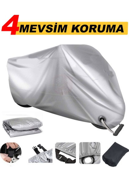 Mondial X-Treme Moto Cross Kilit Uyumlu Motosiklet Brandası (Gri Renk)Motor Örtüsü Çadır Su Geçirmez Motosiklet Brandası