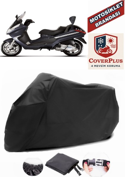 Piaggio X8 200 Siyah Motorsiket Brandası Motor Örtüsü Çadır Su Geçirmez Motosiklet Kılıfı Motor Brandası