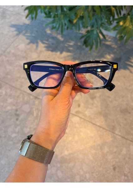 Kona Siyah Dikdörtgen Unisex Kadın Erkek Mavi Işık Korumalı Gözlük indirimleri