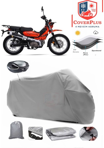 Altai Tank X125 Motor Brandası Gri Arka Çanta Uyumlu Motorsiket Brandası Motor Örtüsü Çadır Su Geçirmez Motosiklet Kılıfı Motor Brandası