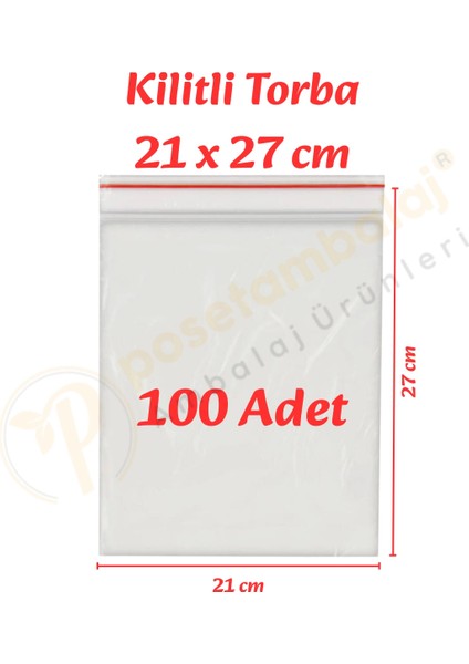 21X27 Cm. Kilitli Torba (100 Adet)