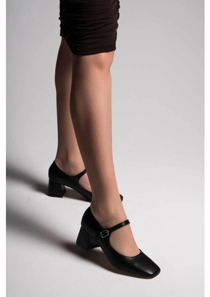 New Mele Siyah Cilt Günlük Kadın Topuklu Ayakkabı modelleri