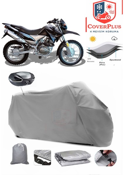 Arora Ar 200 Gy Cross Motor Brandası Gri Arka Çanta Uyumlu Motorsiket Brandası Motor Örtüsü Çadır Su Geçirmez Motosiklet Kılıfı Motor Brandası