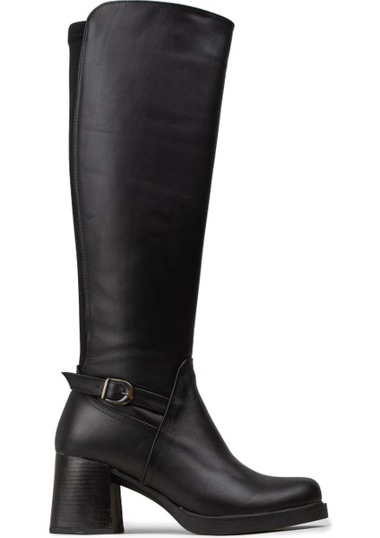 Kadın Hakiki Deri Siyah Fermuarlı Çizme - M3102ZSYHC01