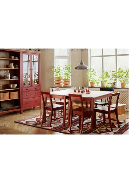Pınntorp Mutfak Masası Açık Kahverengi Kırmızı 125 x 75 cm 4 Kişilik modelleri