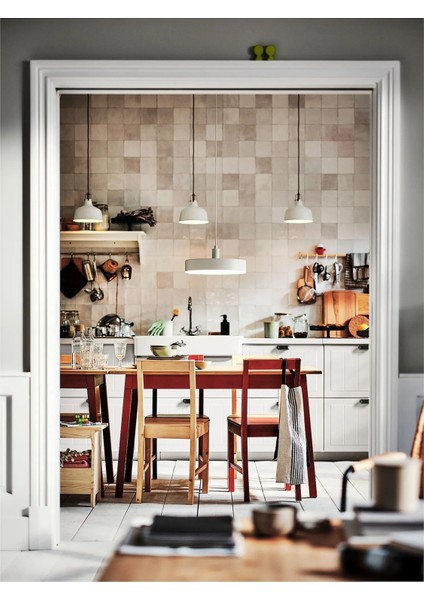 Pınntorp Mutfak Masası Açık Kahverengi Kırmızı 125 x 75 cm 4 Kişilik indirimleri