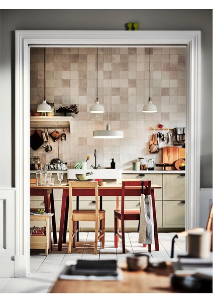 Pınntorp Mutfak Masası Açık Kahverengi Kırmızı 125 x 75 cm 4 Kişilik