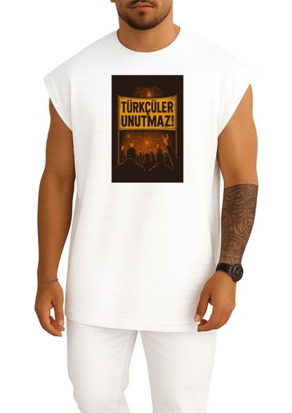 Oversize Türkçüler Unutmaz Bozkurt Göğüs Tasarımlı Atlet