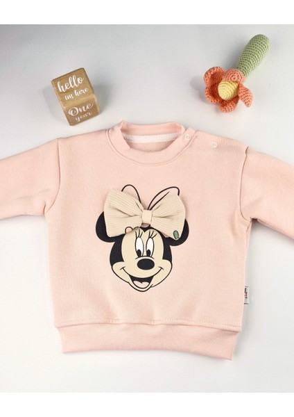 Kız Bebek Fiyonklu Karakter Baskılı 2’li Takım – Pudra / Gül Kurusu / Yavruağzı (6–24 Ay) indirimleri