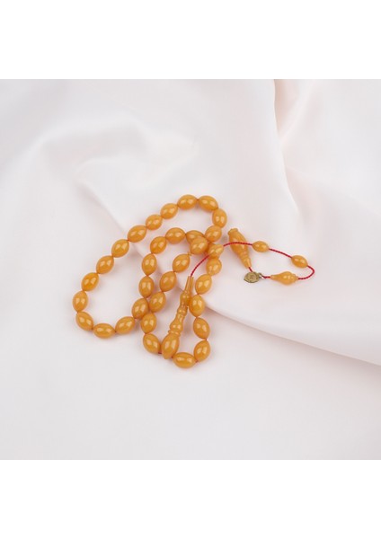 Kadim Katalin Eski Zil Kulpu Obje Usta Işi Imzalı Beyzi Kesim 7X10.5MM Tesbih -Sarı modelleri