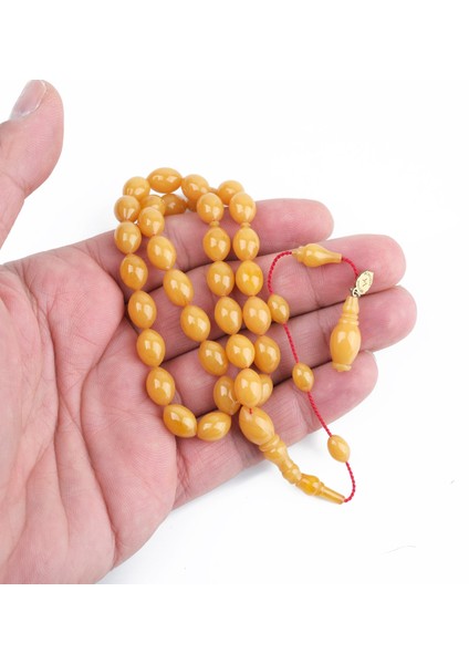 Kadim Katalin Eski Zil Kulpu Obje Usta Işi Imzalı Beyzi Kesim 7X10.5MM Tesbih -Sarı fırsatları