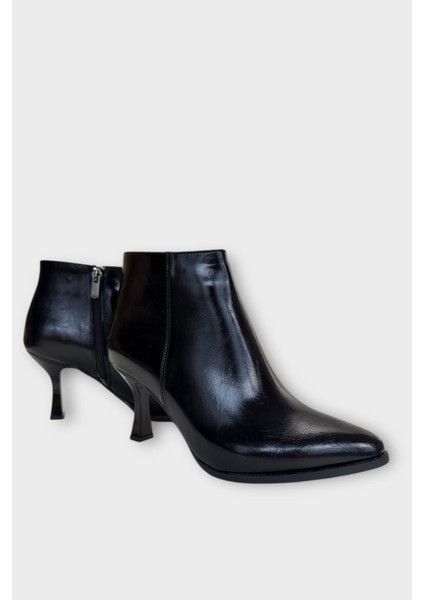 Topuklu Fermuarlı Kadın Bot (8 Cm) Siyah - Siyah fiyatları