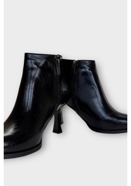Topuklu Fermuarlı Kadın Bot (8 Cm) Siyah - Siyah modelleri