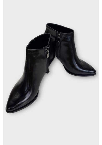 Topuklu Fermuarlı Kadın Bot (8 Cm) Siyah - Siyah fırsatları