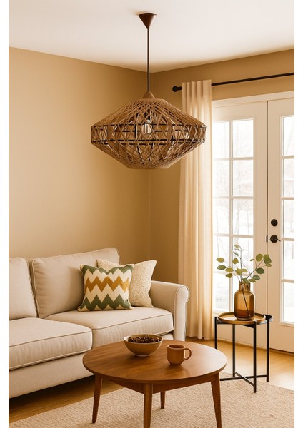 Doğal,hasır,el Yapımı Bohem,rustik,jüt,sarkıt Avize