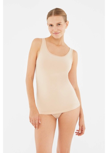 Kadın Pamuklu Geniş Yaka Kalın Askılı Atlet 2'li Paket 5005KC