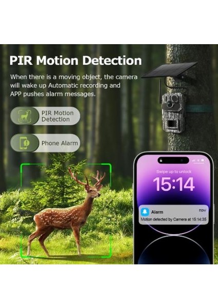 AV-S443H 3mp 4g Solar Kamera 940NM No-Glow Kamuflaj Avcılık Doğal Yaşam Kamerası Fotokapan AV-S443H