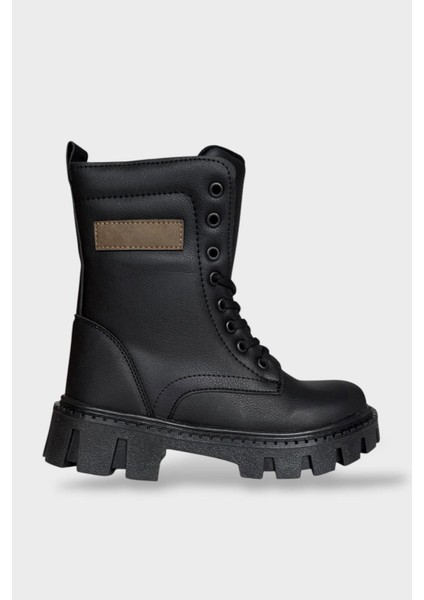 Kışlık Bağcıklı Fermuarlı Uzun Kadın Bot SİYAH