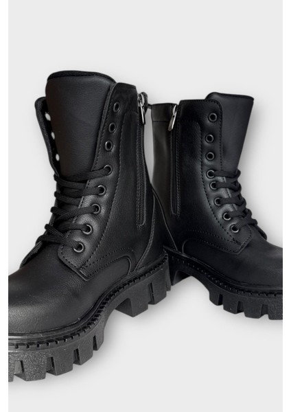 Kışlık Bağcıklı Fermuarlı Uzun Kadın Bot SİYAH modelleri