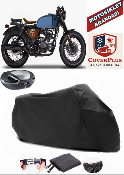 Brixton Rayburn 125 Motor Brandası Siyah Arka Çanta Uyumlu Motorsiket Brandası Motor Örtüsü Çadır Su Geçirmez Motosiklet Kılıfı Motor Brandası