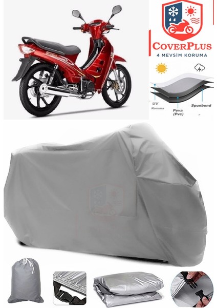 Bumoto/jinling Safir 100CC Motor Brandası Gri Motorsiket Brandası Motor Örtüsü Çadır Su Geçirmez Motosiklet Kılıfı Motor Brandası
