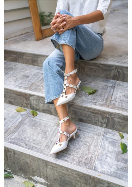 Souzal Kadin Çimen Yeşil Piramit Detay Topuklu Ayakkabi fırsatları