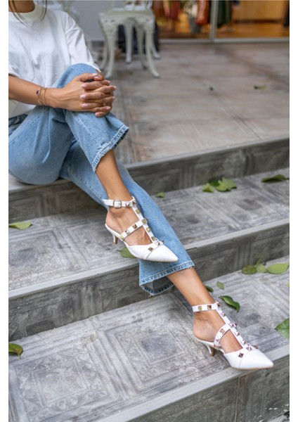 Souzal Kadin Çimen Yeşil Piramit Detay Topuklu Ayakkabi indirimleri