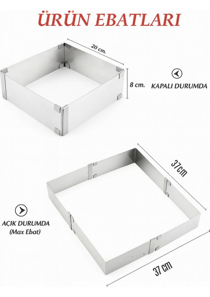 Paslanmaz Çelik Ayarlanabilir Kare-Dikdörtgen Kek Pasta Kalıbı fiyatları