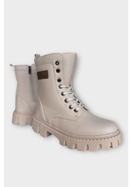 Kışlık Bağcıklı Fermuarlı Uzun Kadın Bot BEJ fiyatları