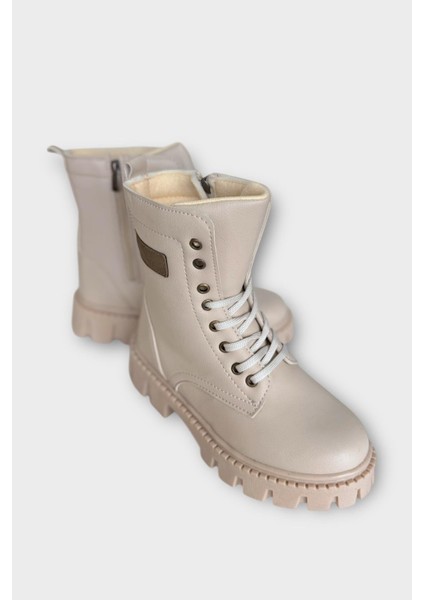 Kışlık Bağcıklı Fermuarlı Uzun Kadın Bot BEJ modelleri