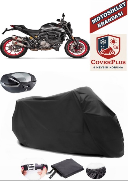 Ducati Monster 937 Plus Motor Brandası Siyah Arka Çanta Uyumlu Motorsiket Brandası Motor Örtüsü Çadır Su Geçirmez Motosiklet Kılıfı Motor Brandası