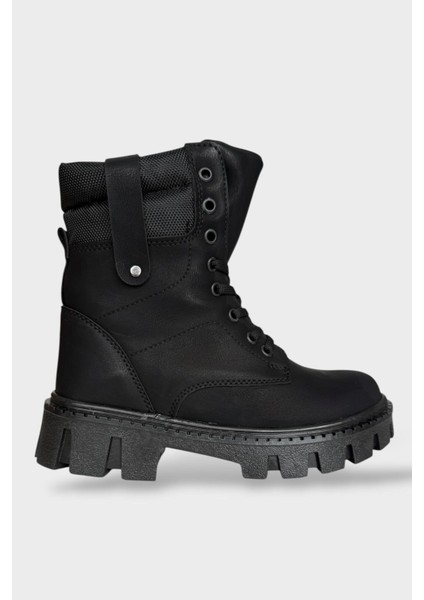 Kadın Fermuarlı Kalın Taban Bot Siyah