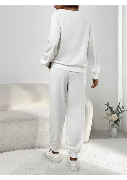 Kadın Uzun Kollu V Yakalı Pulpayetli Viskon Iki Iplik Bluz ve Pantolon fırsatları