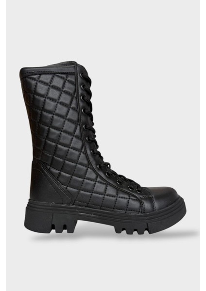 Kışlık Yandan Fermuarlı Uzun Kadın Bot Siyah