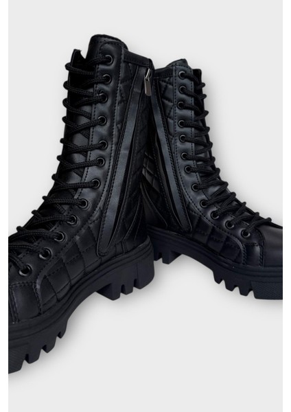 Kışlık Yandan Fermuarlı Uzun Kadın Bot Siyah modelleri