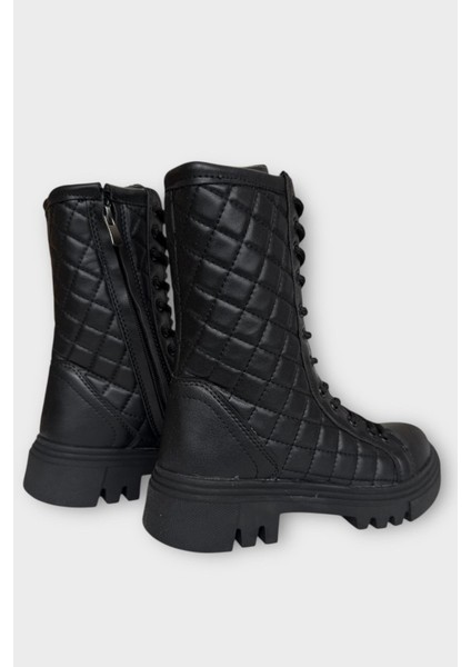 Kışlık Yandan Fermuarlı Uzun Kadın Bot Siyah indirimleri