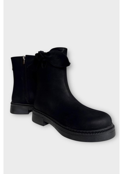 Süet Fiyonk Detaylı Fermuarlı Kadın Bot Siyah fiyatları