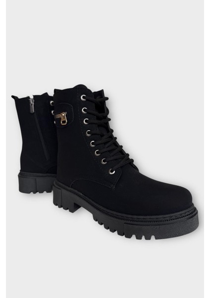 Kışlık Yandan Fermuarlı Uzun Kadın Bot Siyah - Füme fiyatları